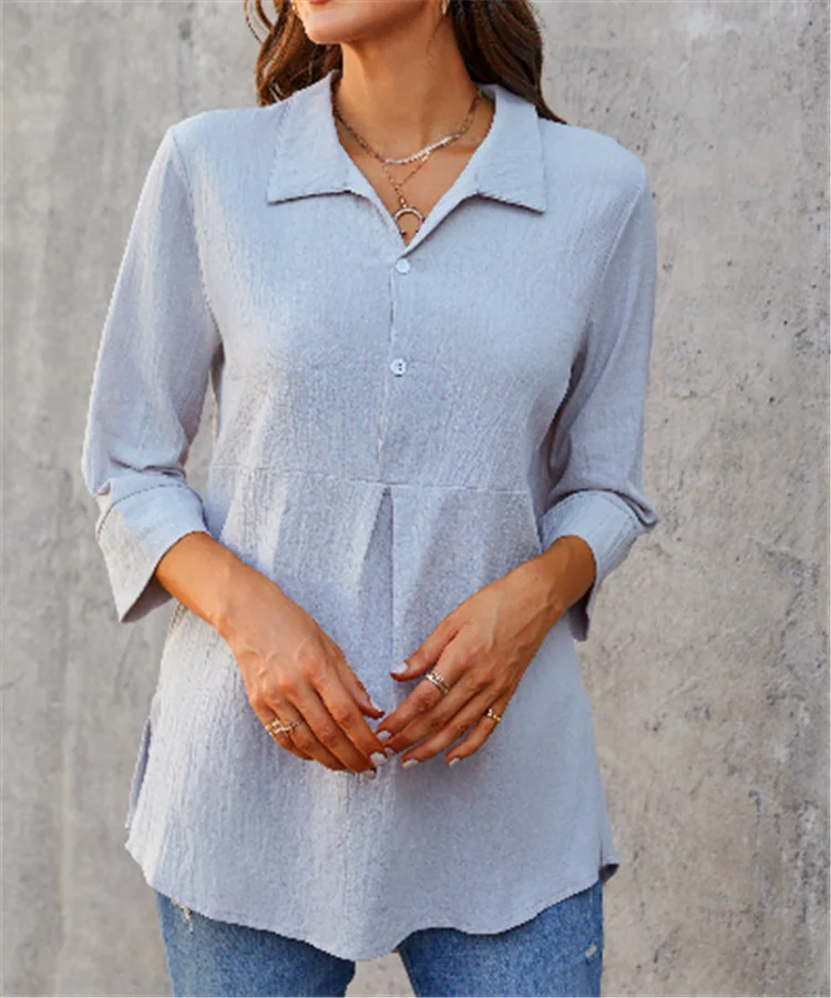 Shawl Collar Casual Plain Blouse