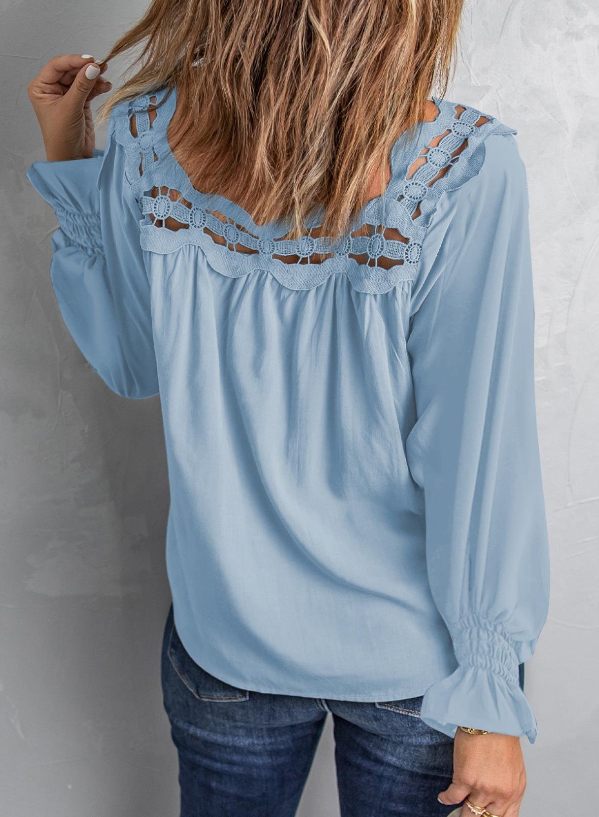 Loose Jersey Square Neck Casual Blouse