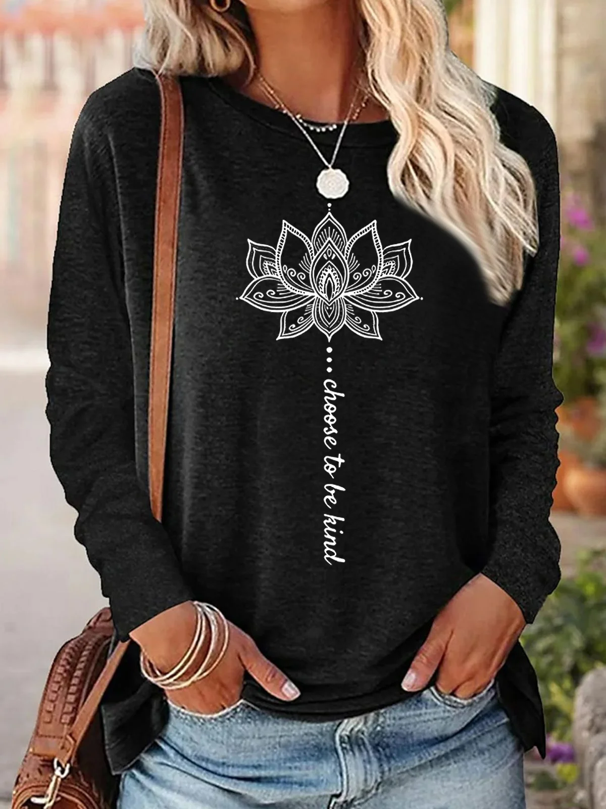 Hippie Loose Casual Text Letters Blouse