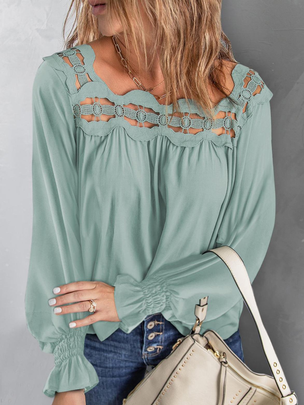 Loose Jersey Square Neck Casual Blouse