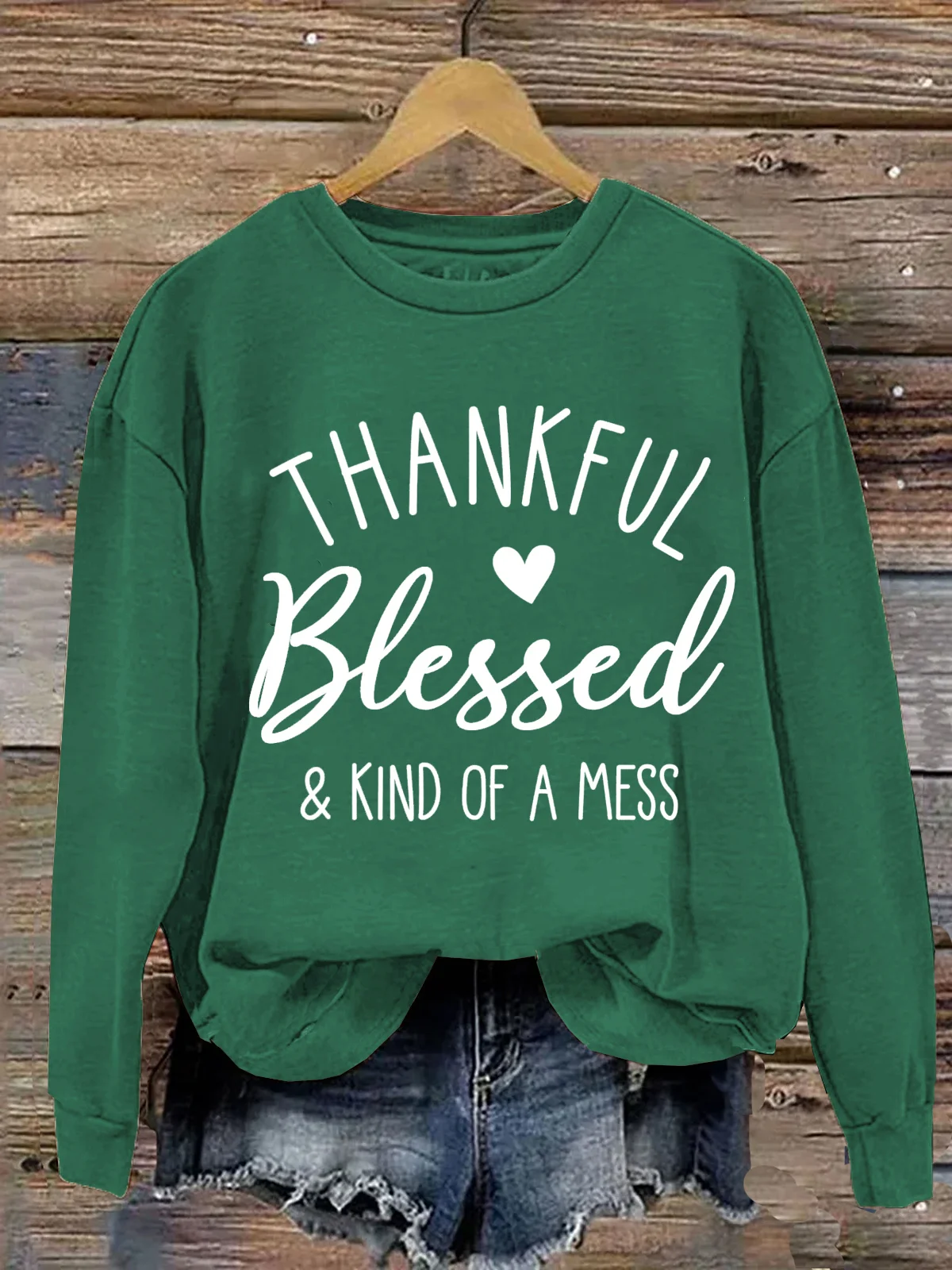 Thanksgiving Day Thankful Blessed & Kind of A Mess Casual Sweatshirt