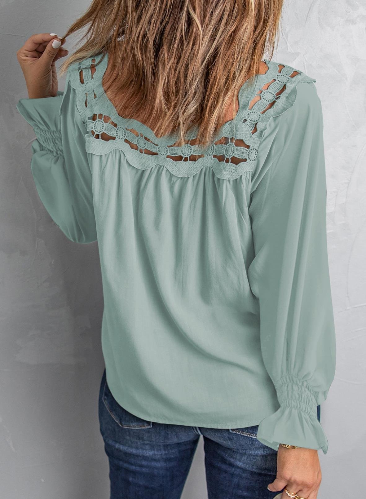 Loose Jersey Square Neck Casual Blouse