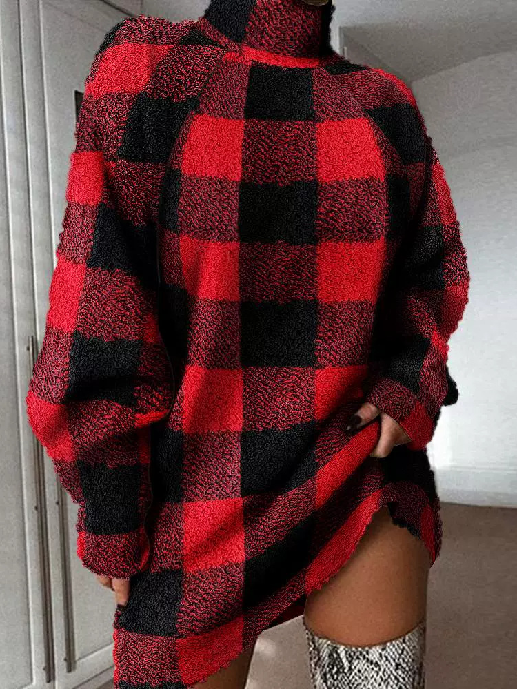 Regular Fit Plaid Casual Dress With No