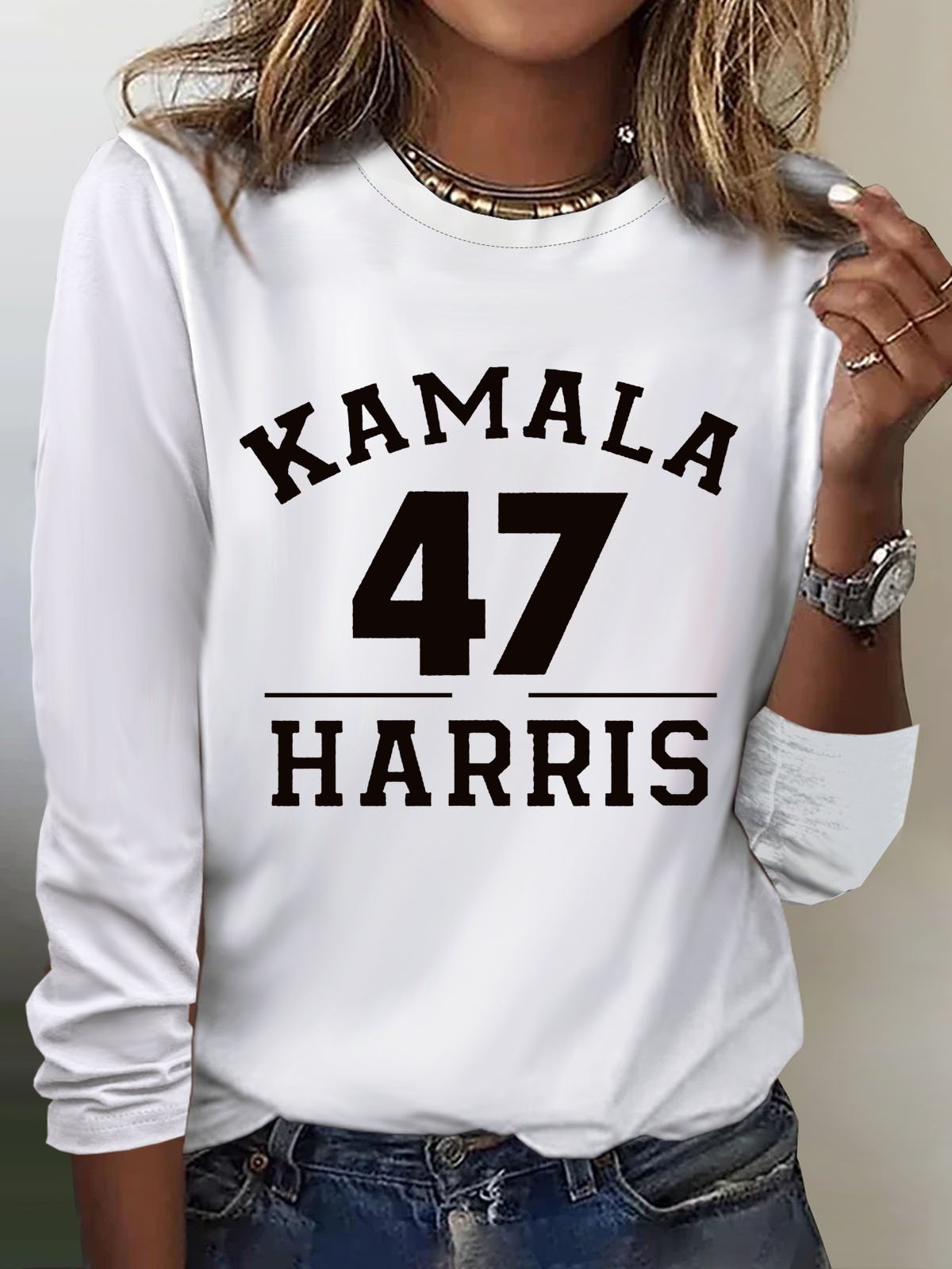 Kamala Harris 47 letter printed T-shirt