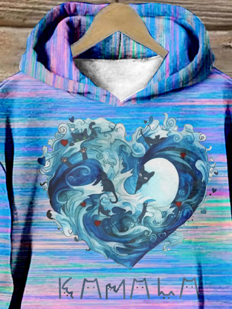 Blue Cats Wave For Kamala Childless Cat Lady Hoodie