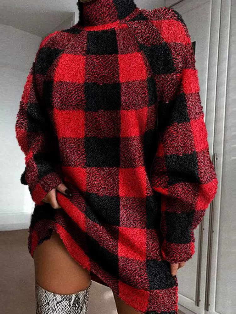 Regular Fit Plaid Casual Dress With No