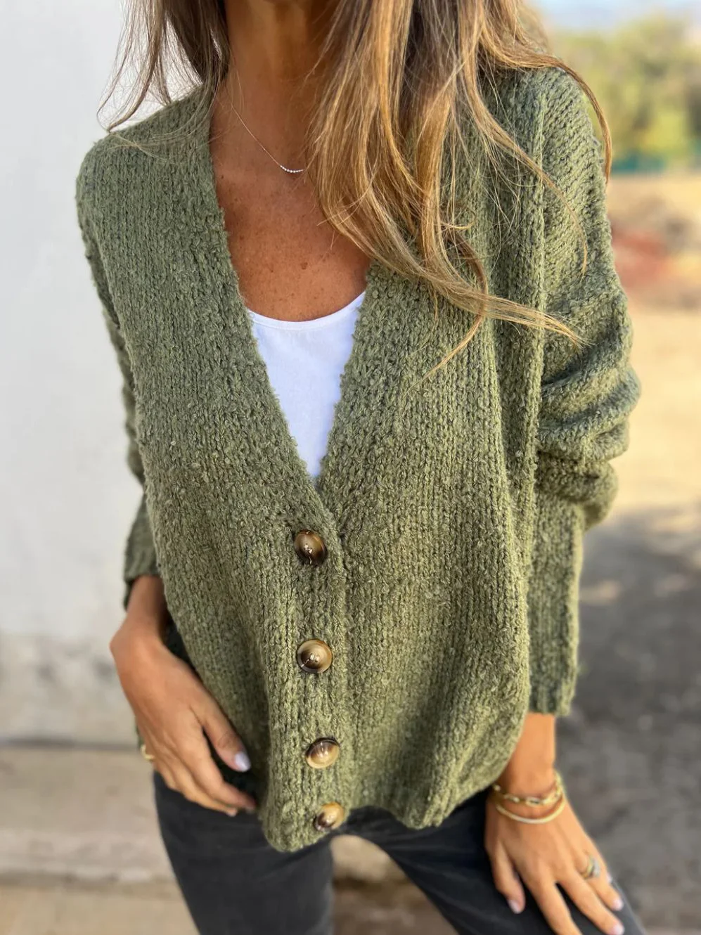 Yarn/Wool Yarn Casual Cardigan