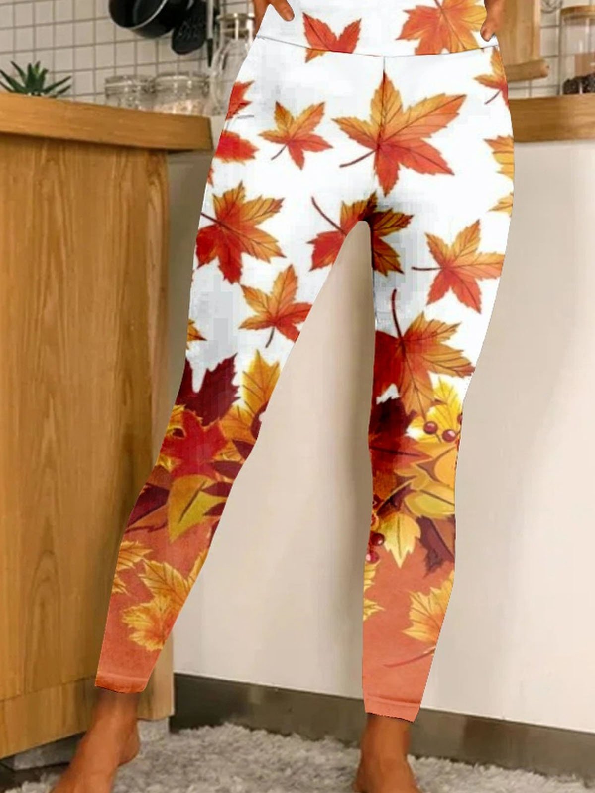 Maple Leaf Casual Tight Leggings