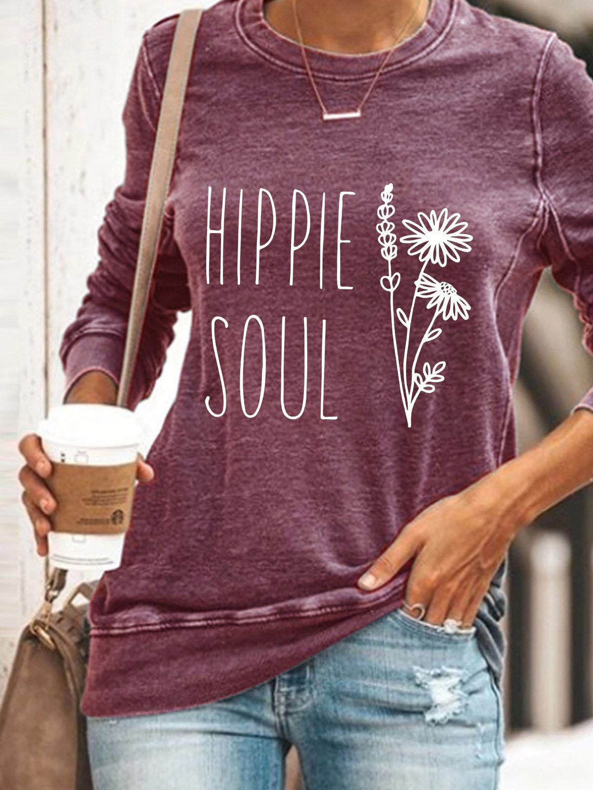 Hippie Soul floral print pullover sweatshirt