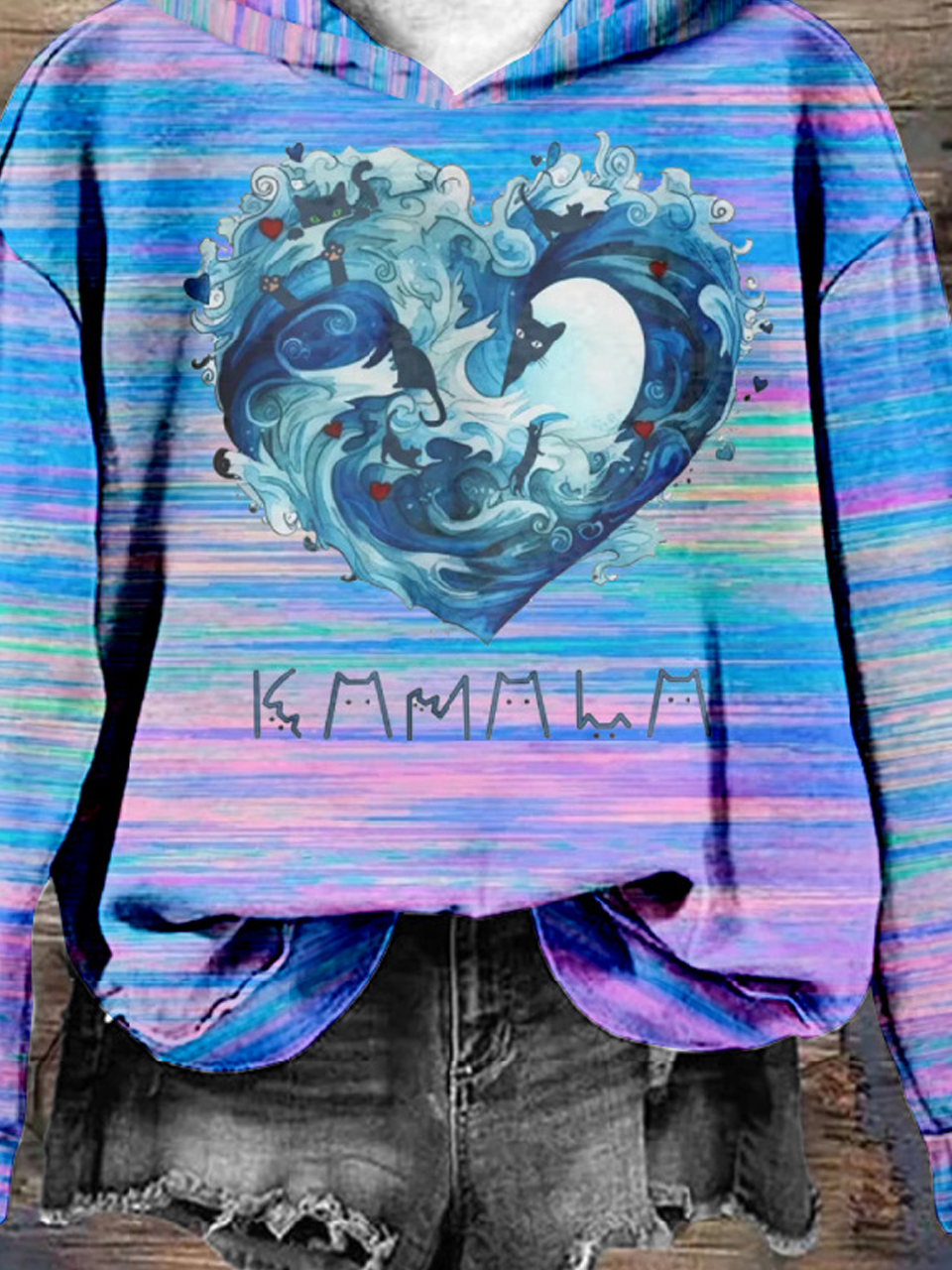 Blue Cats Wave For Kamala Childless Cat Lady Hoodie