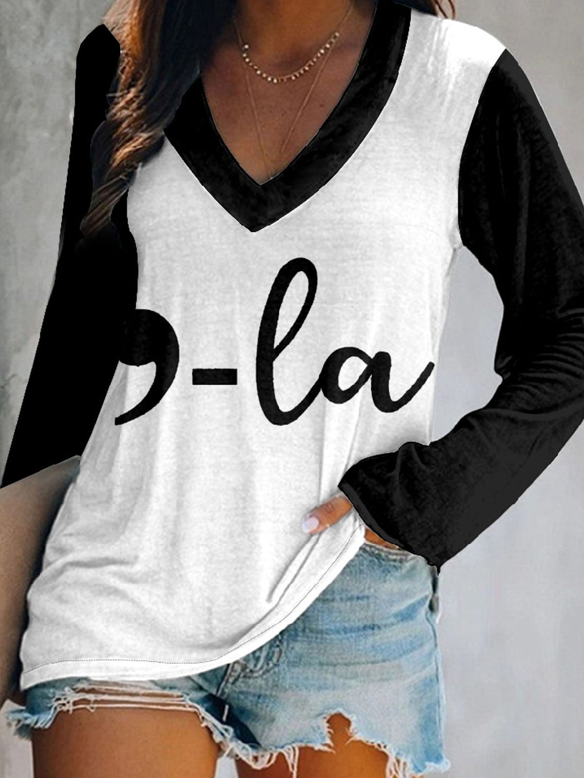 Casual Jersey Text Letters T-Shirt