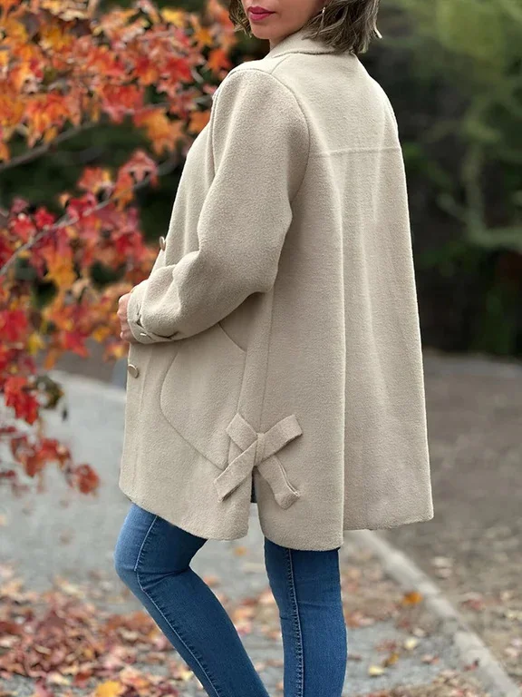 Shawl Collar Loose Plain Casual Coat