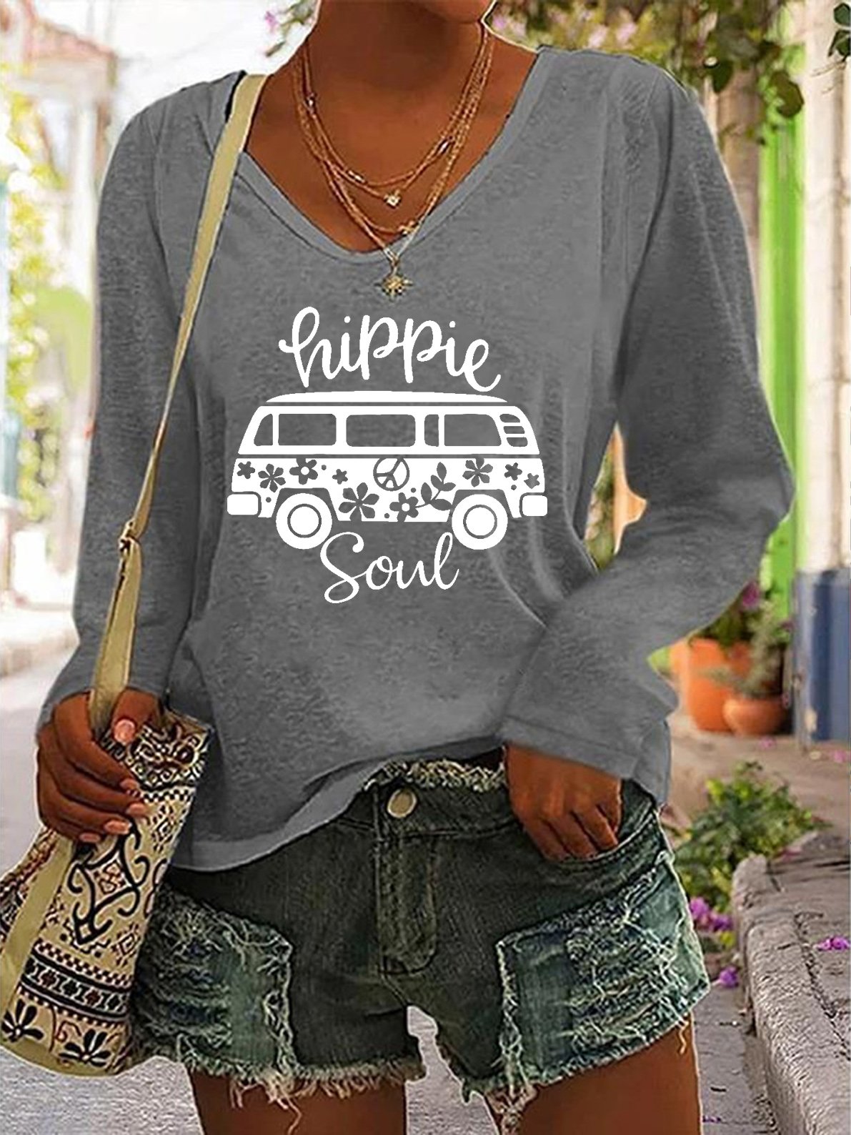 V Neck Hippie Soul Vintage T-Shirt