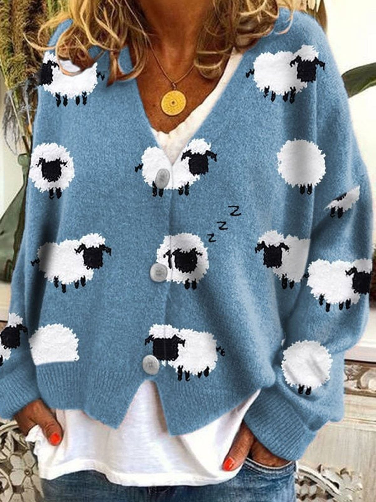 Funny sheep knitted cardigan