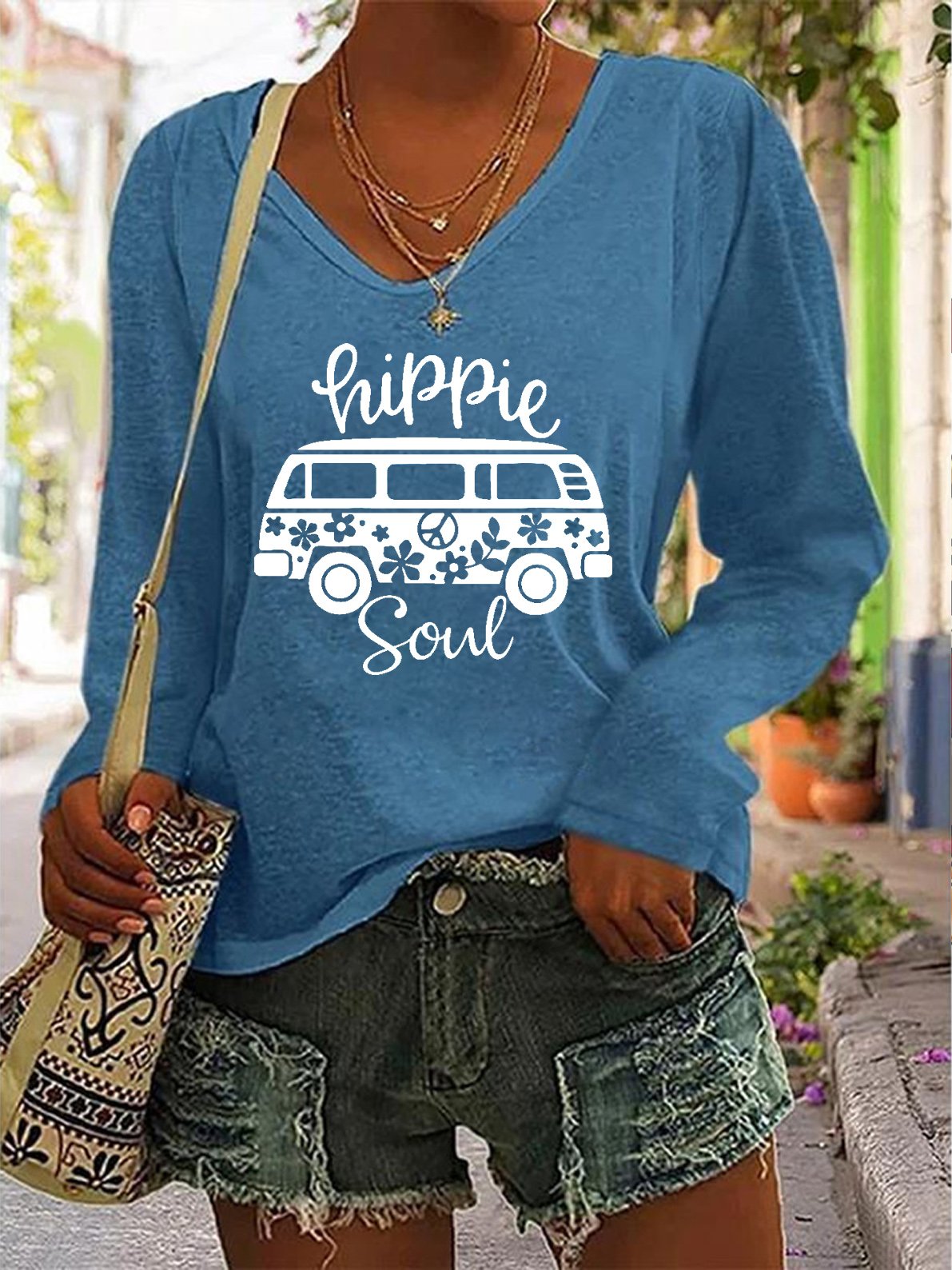 V Neck Hippie Soul Vintage T-Shirt