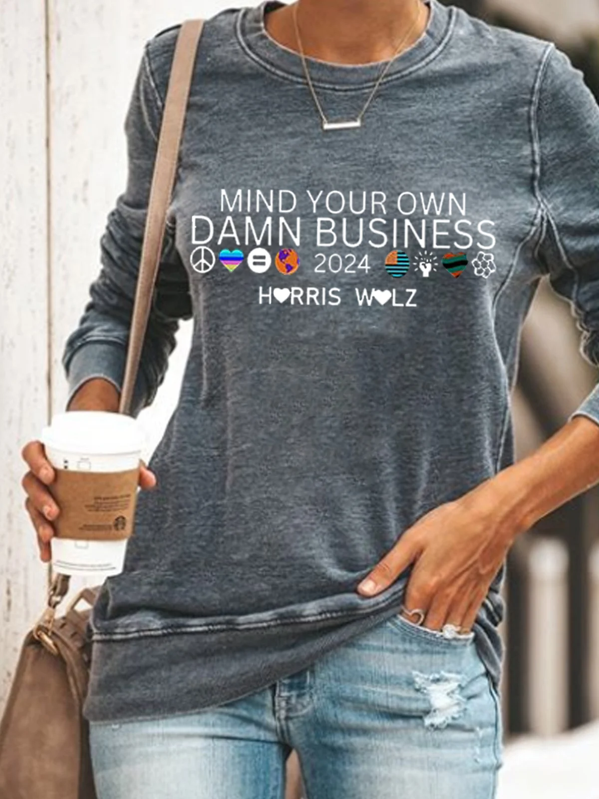 Women's Mind Your Own Damn Business Print Sweatshirt