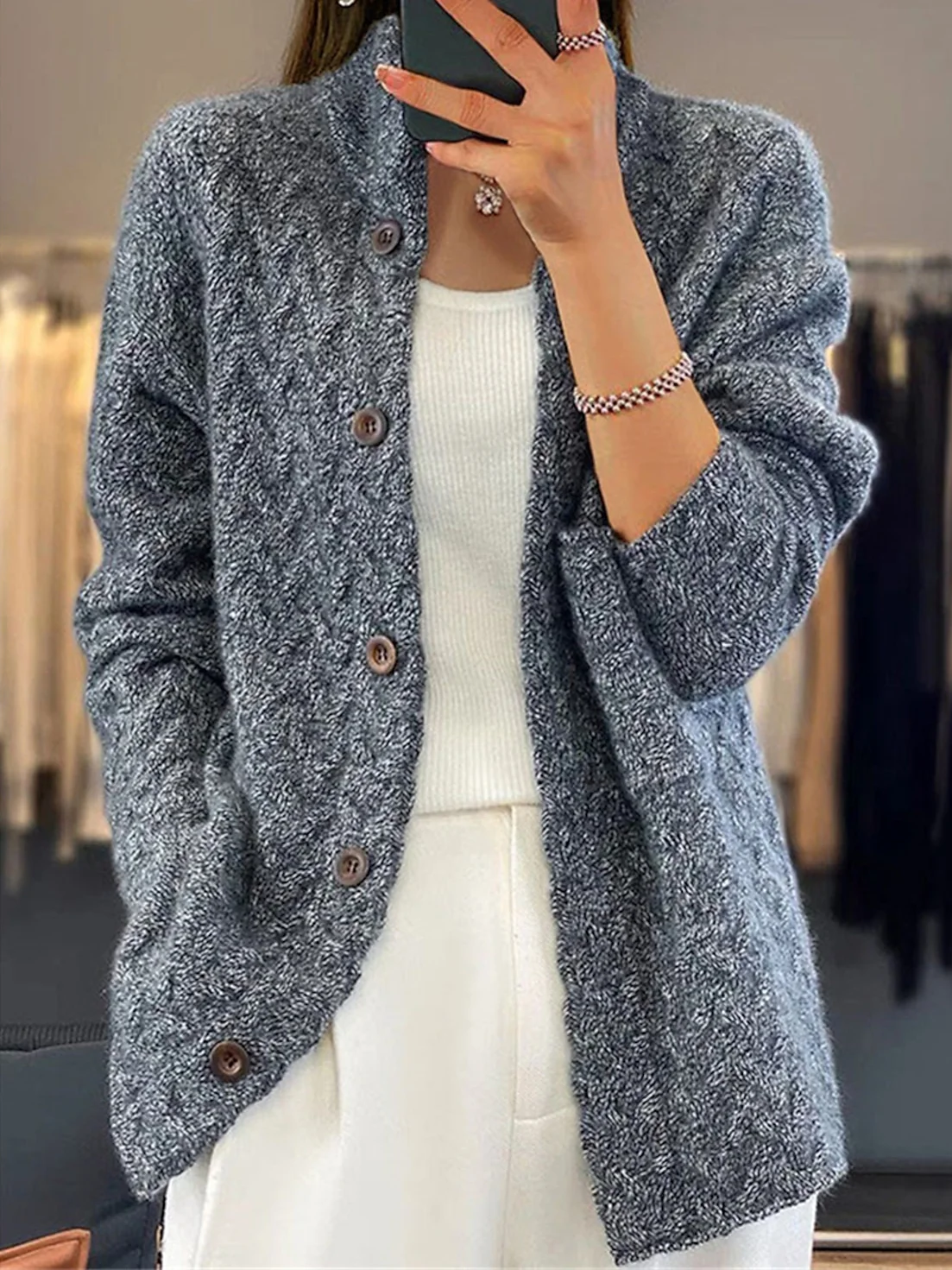 Loose Yarn/Wool Yarn Casual Cardigan