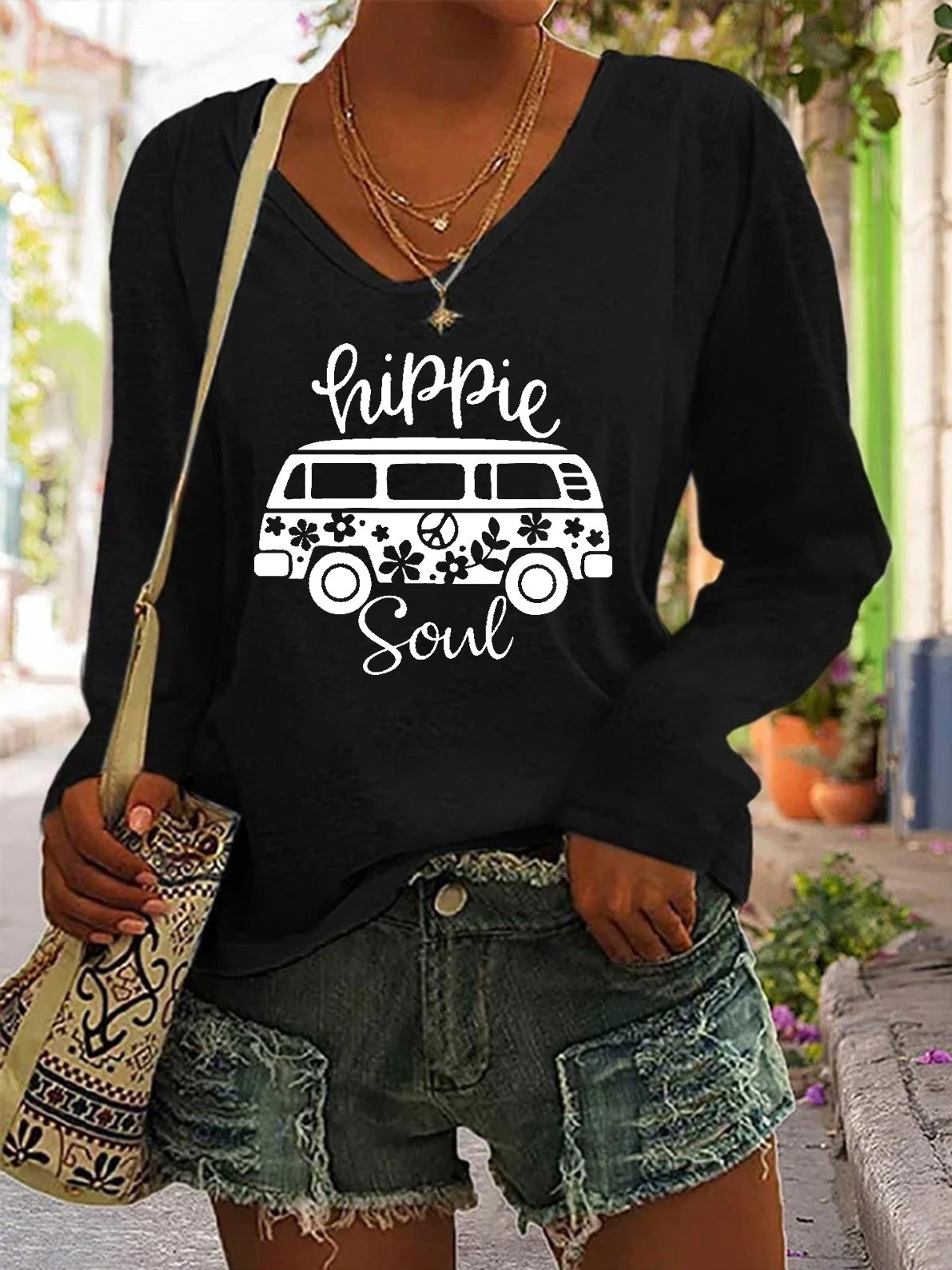 V Neck Hippie Soul Vintage T-Shirt