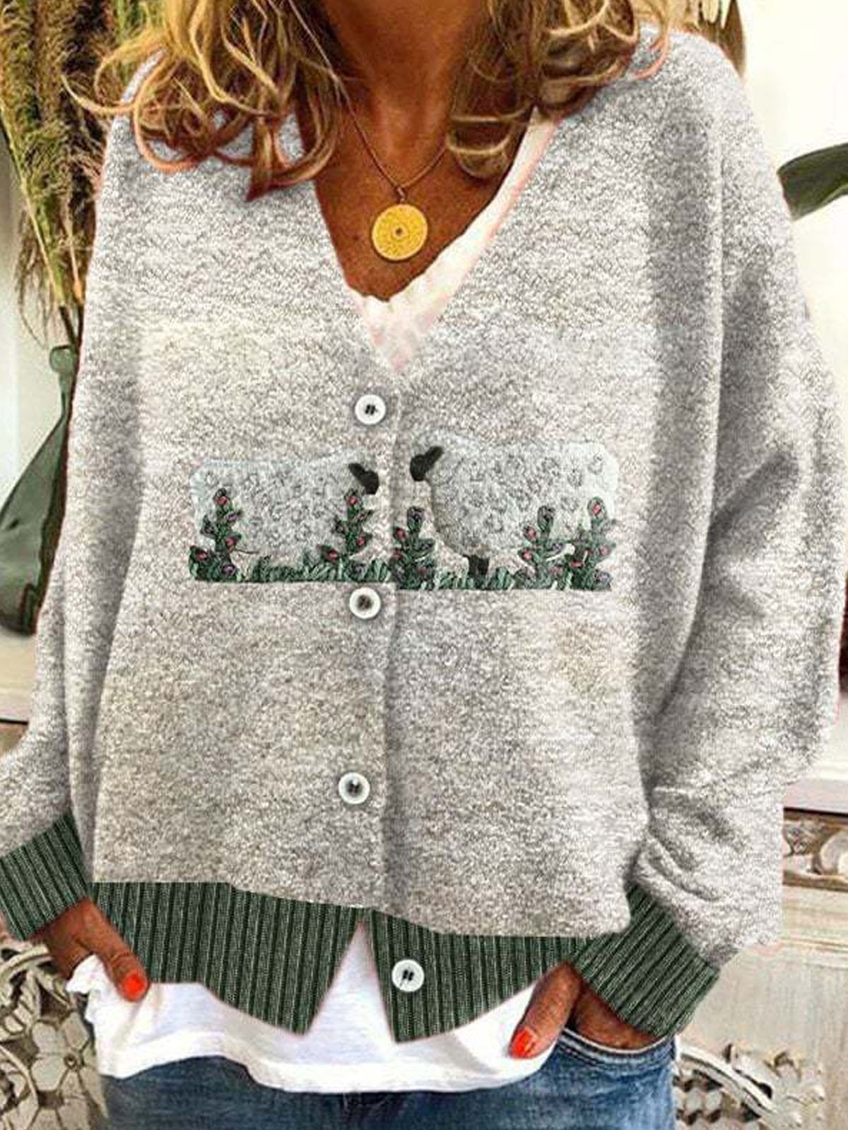 Funny sheep knitted cardigan