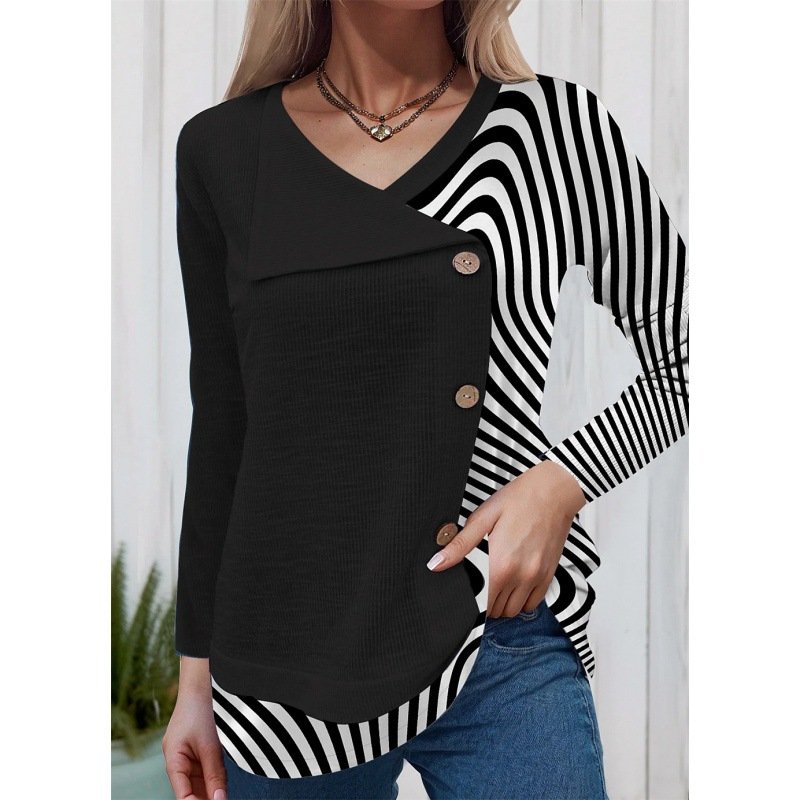 Loose Striped Others Casual Blouse