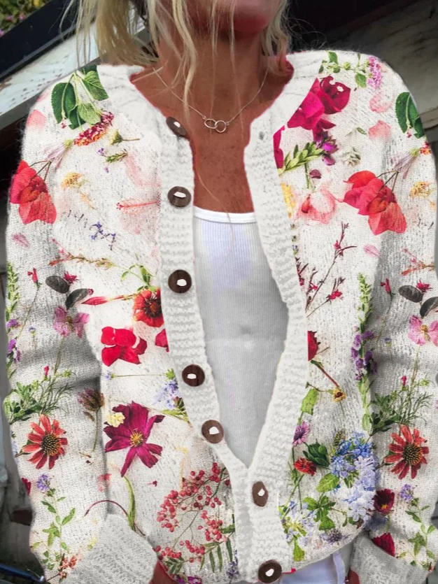 Flower Knitted Casual Cardigan