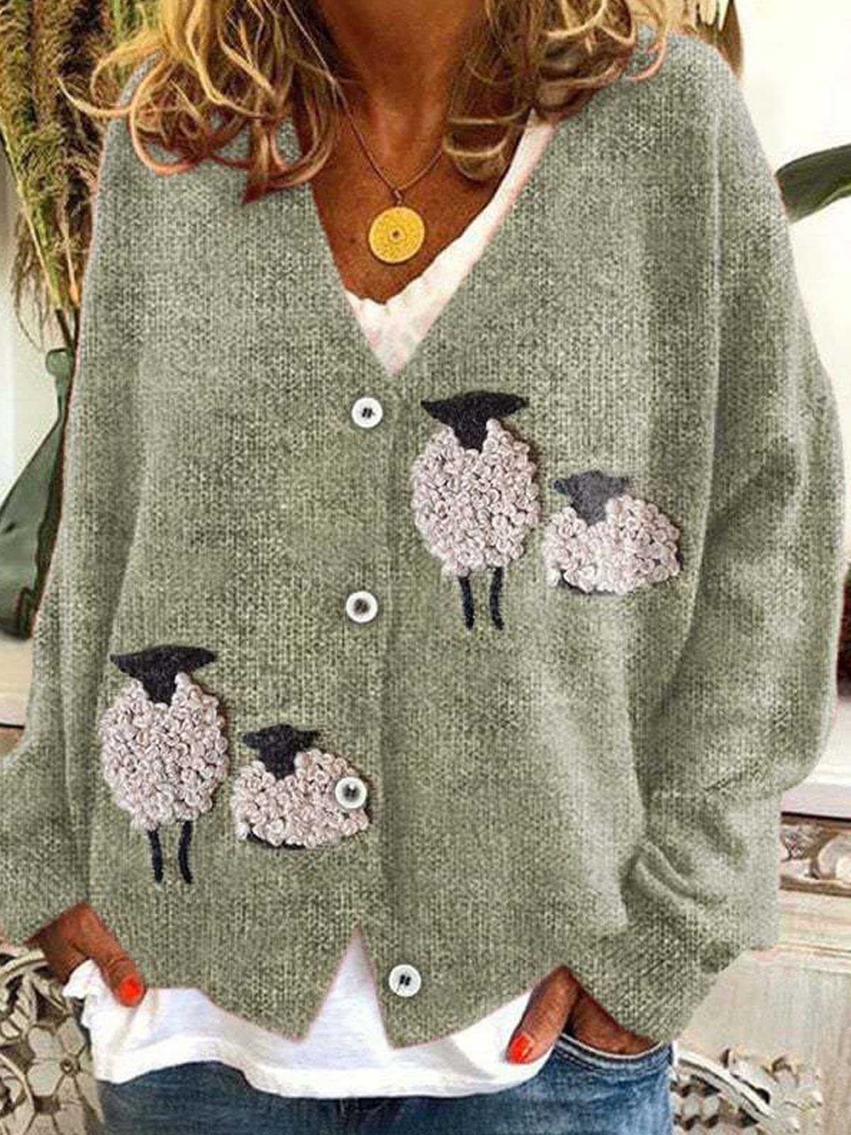 Funny sheep knitted cardigan