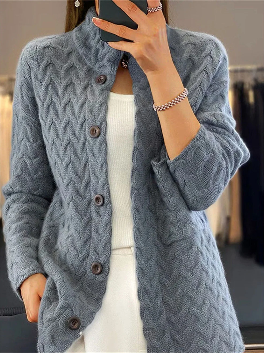 Loose Yarn/Wool Yarn Casual Cardigan