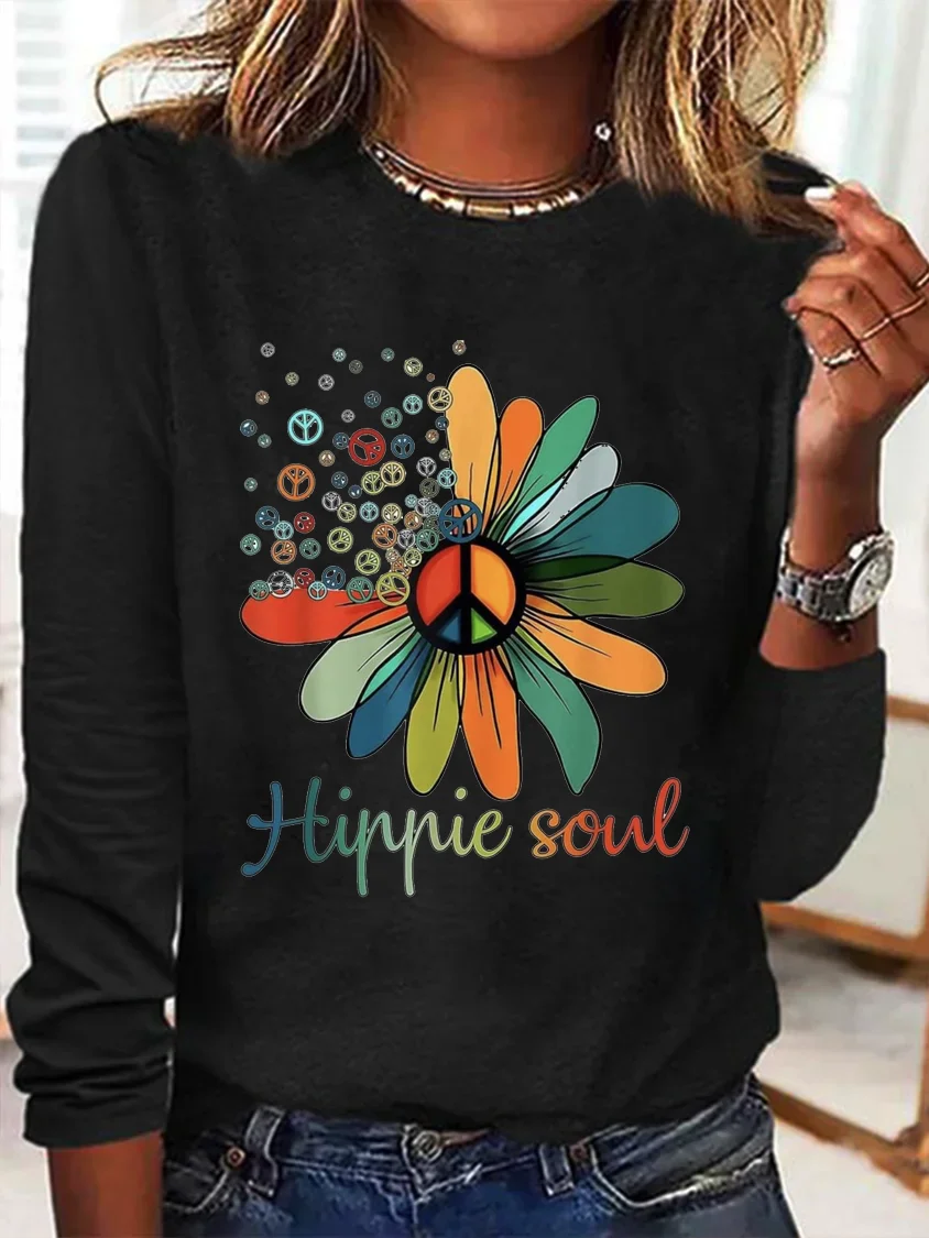 Hippie soul peace sign flower Vintage T-Shirt