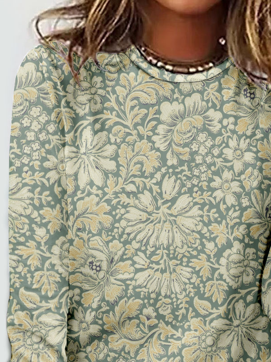 Hippie Casual Jersey Loose Floral T-Shirt