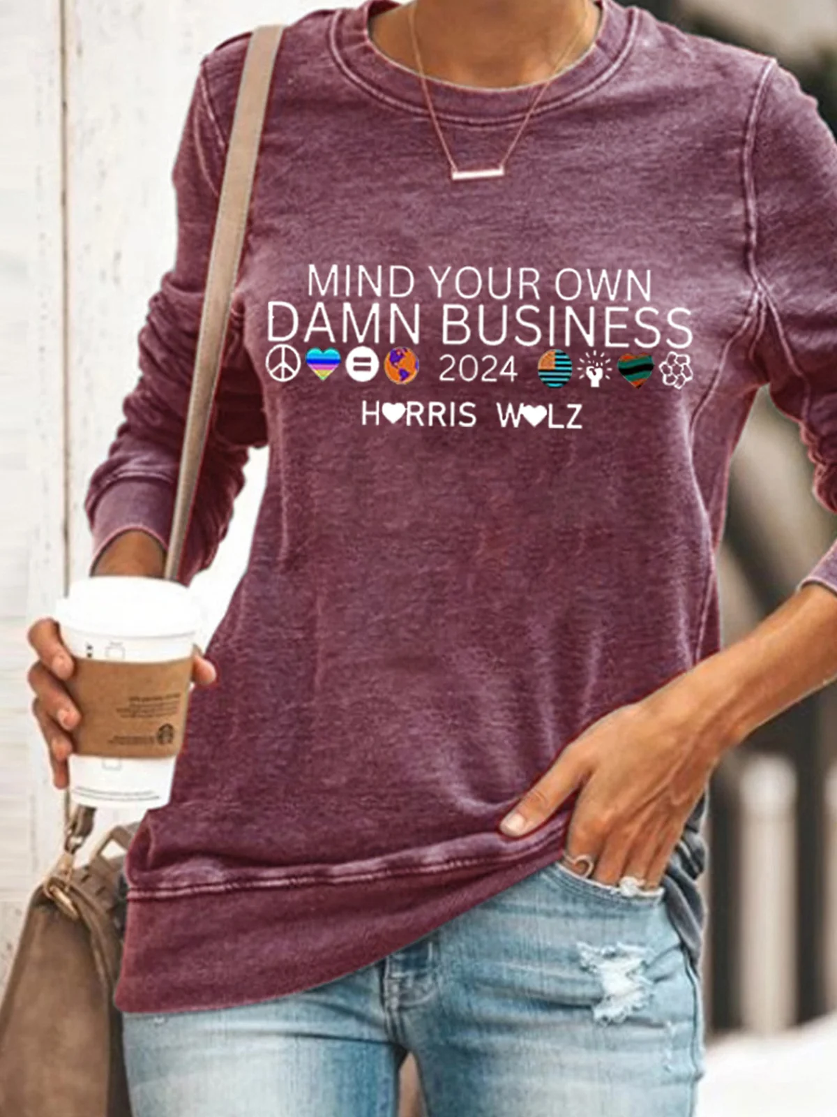 Women's Mind Your Own Damn Business Print Sweatshirt