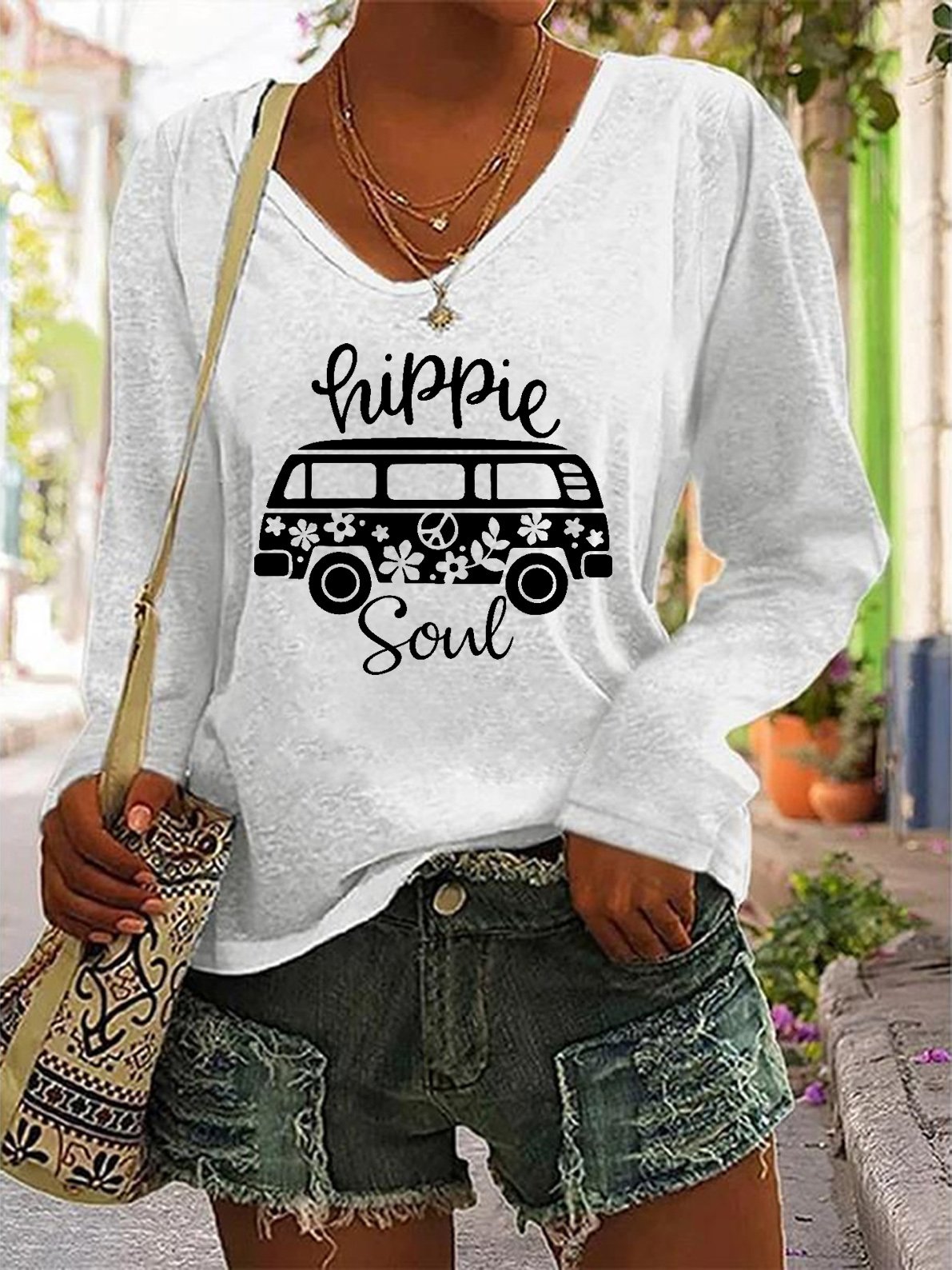 V Neck Hippie Soul Vintage T-Shirt