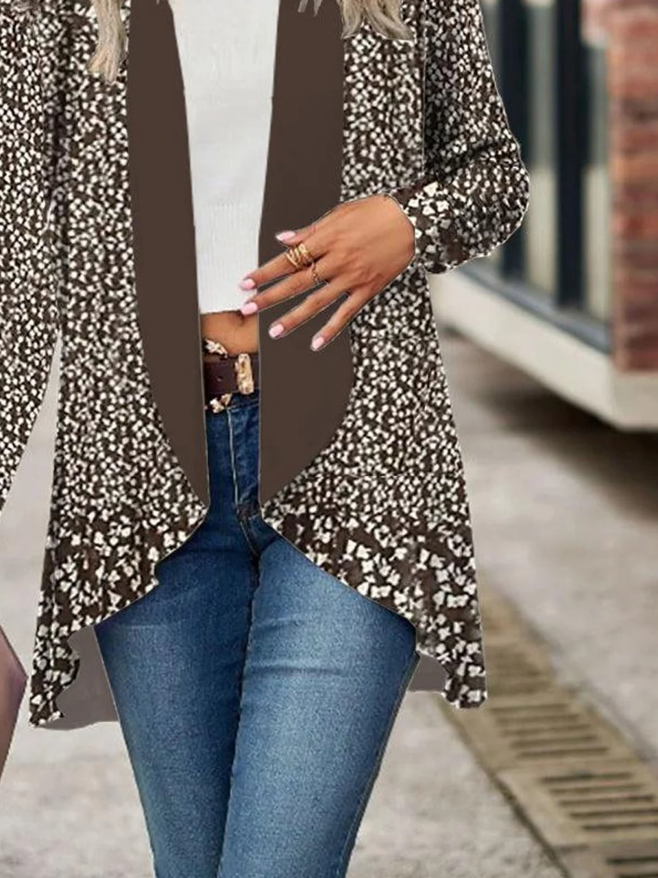 Floral printed casual cardigan