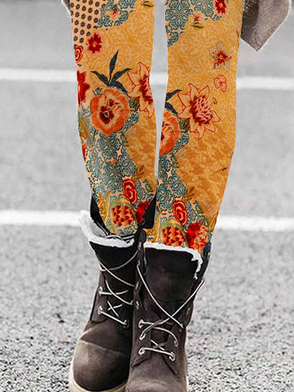 Hippie Jersey Casual Tight Floral Leggings