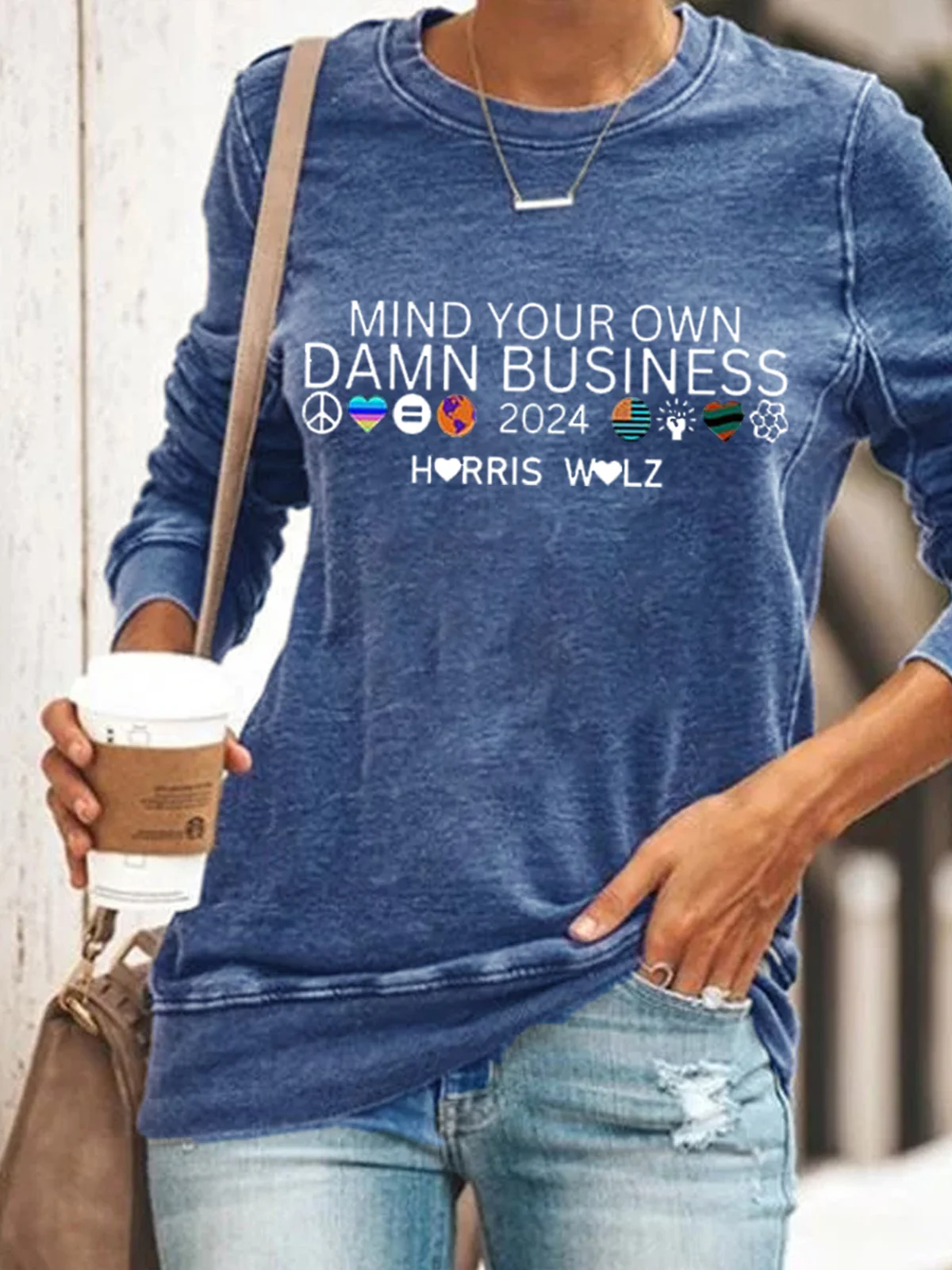 Women's Mind Your Own Damn Business Print Sweatshirt