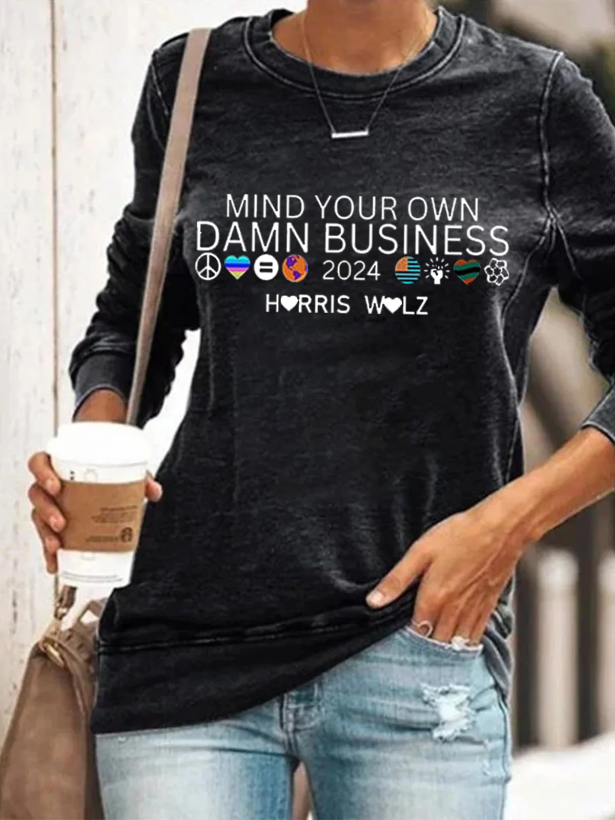 Women's Mind Your Own Damn Business Print Sweatshirt