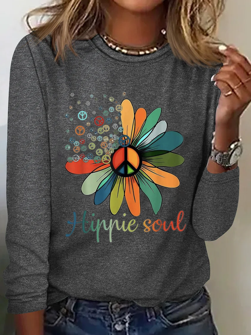 Hippie soul peace sign flower Vintage T-Shirt