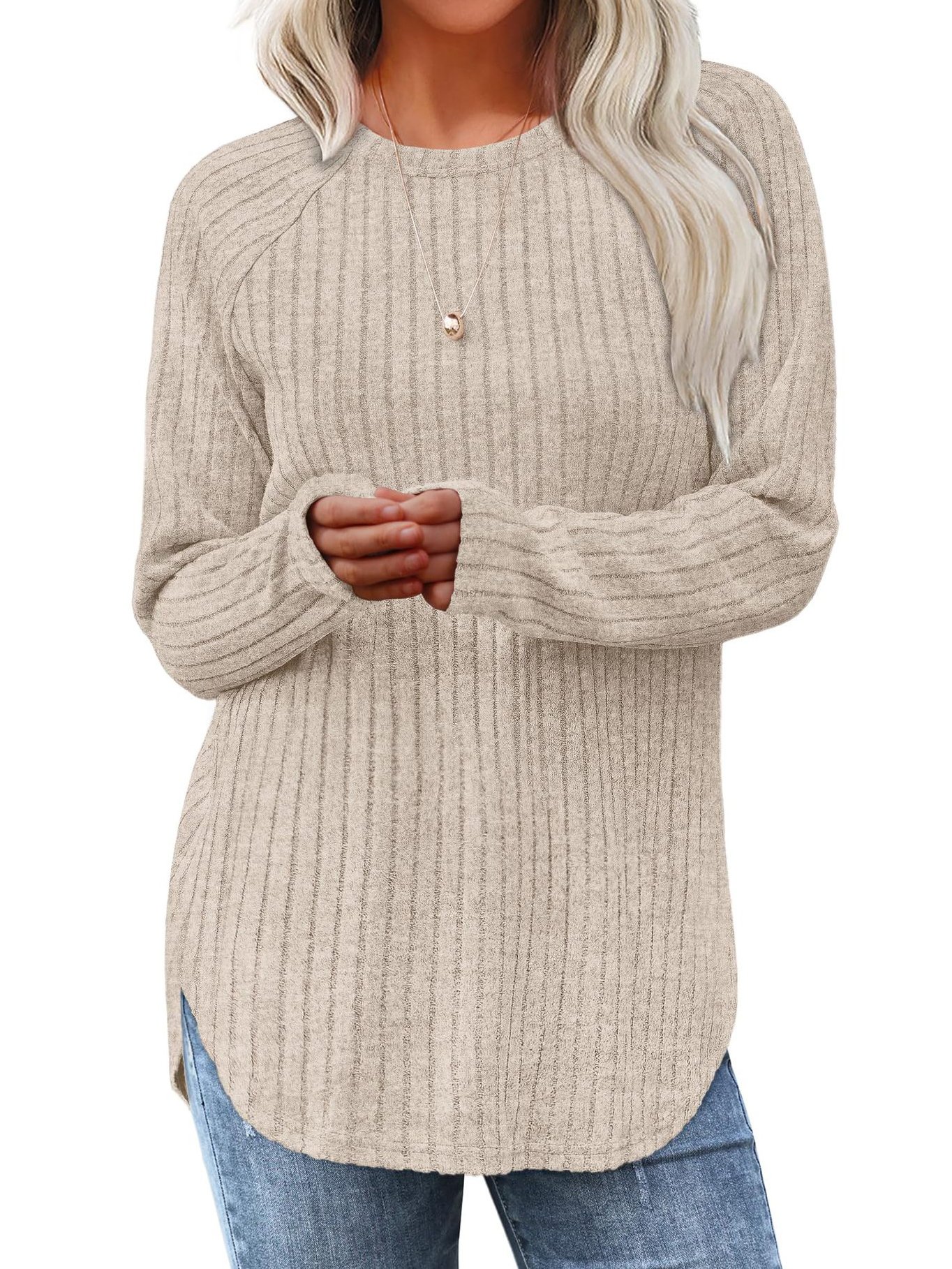 Women's Plain Crew Neck Casual Top