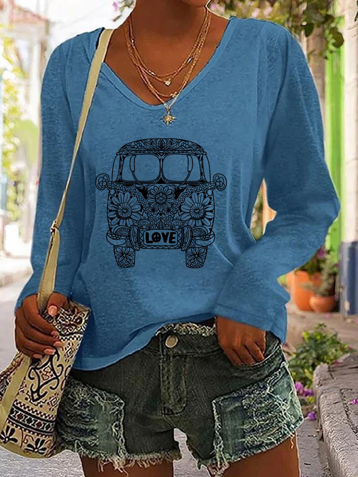 Hippie truck printed T-shirt