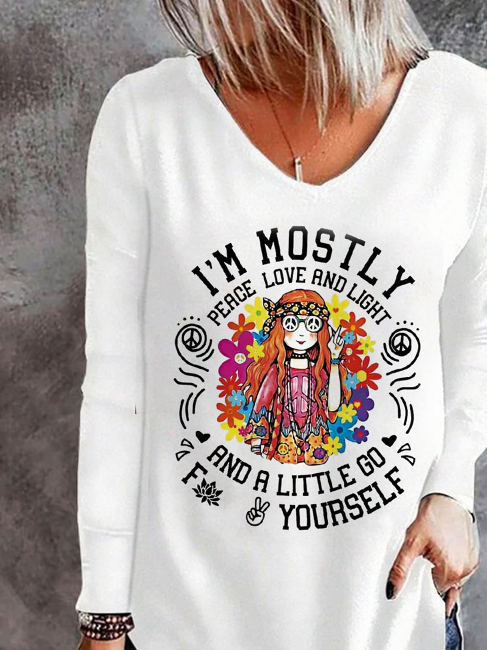 Hippie Girl Printed Casual Women's T-shirt