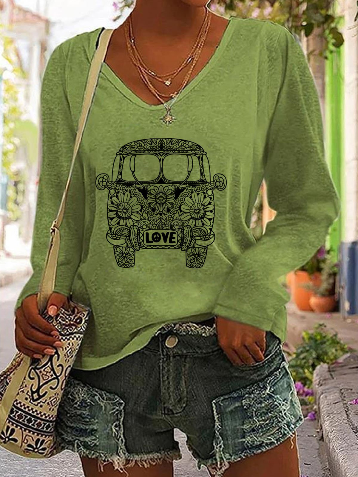 Hippie truck printed T-shirt