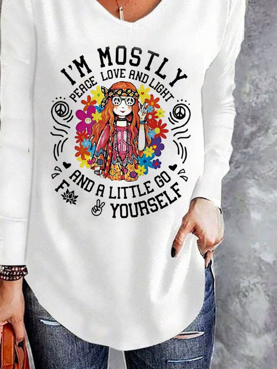 Hippie Girl Printed Casual Women's T-shirt