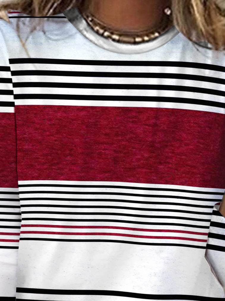 Striped Crew Neck Casual Crew Neck T-Shirt