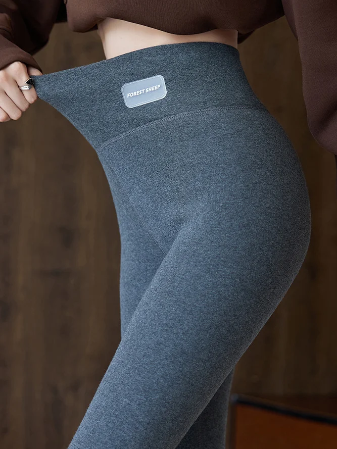 Tight Fleece Casual Plain Leggings