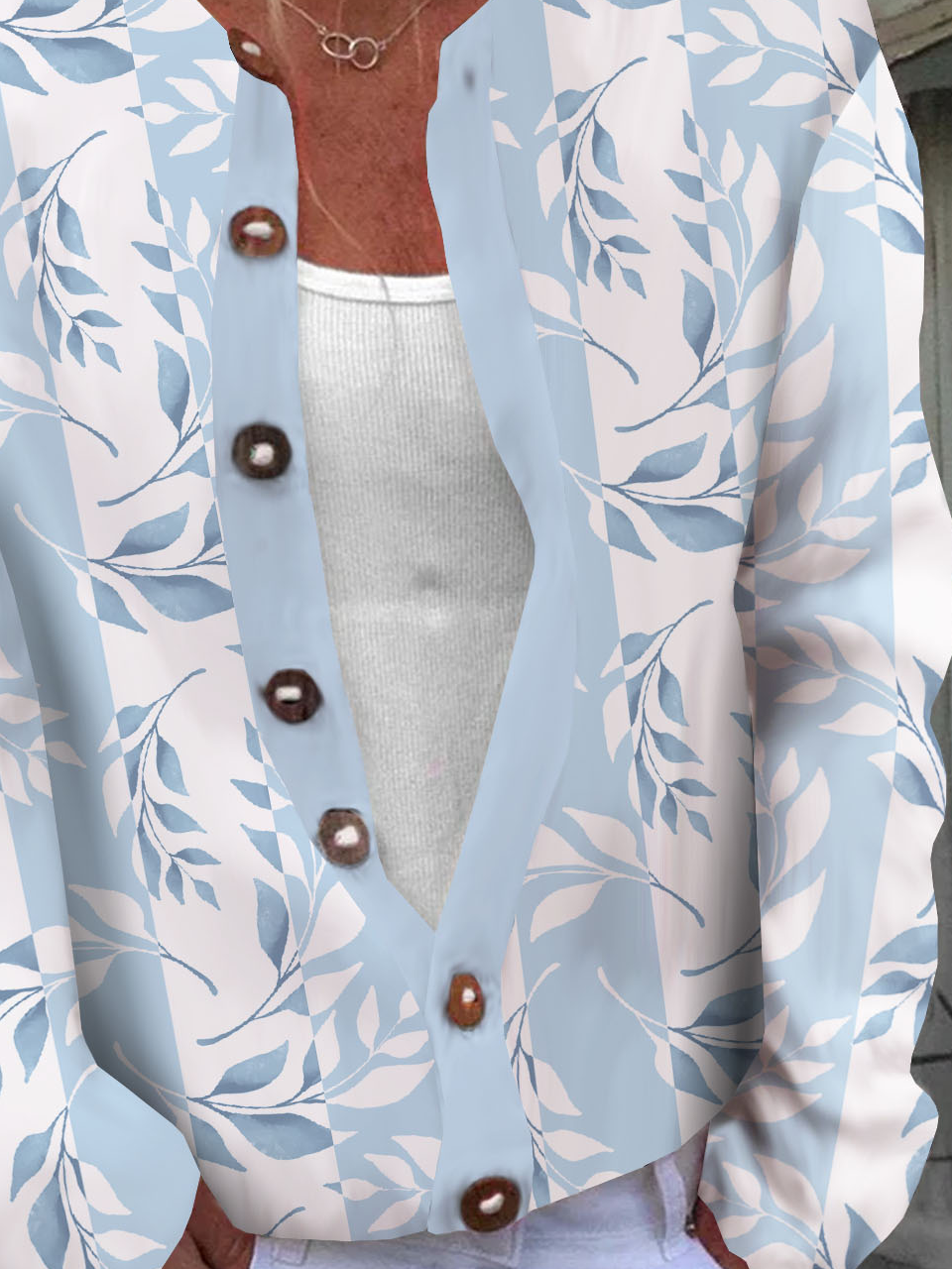 Leaf Casual Buttoned Cardigan