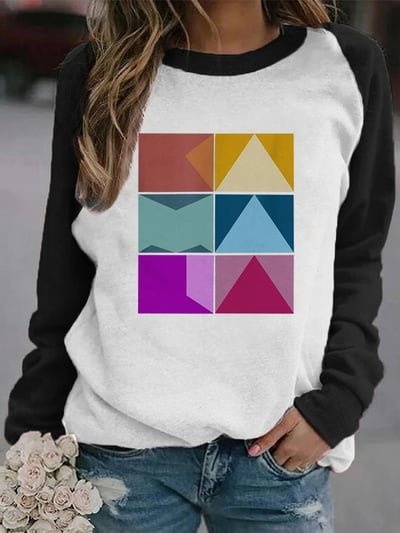 Women's Suffrage Patchwork Print Casual Crew Neck Cotton Regular Fit Sweatshirt