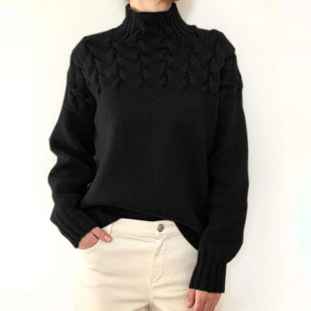 Loose Turtleneck Casual Plain Sweater