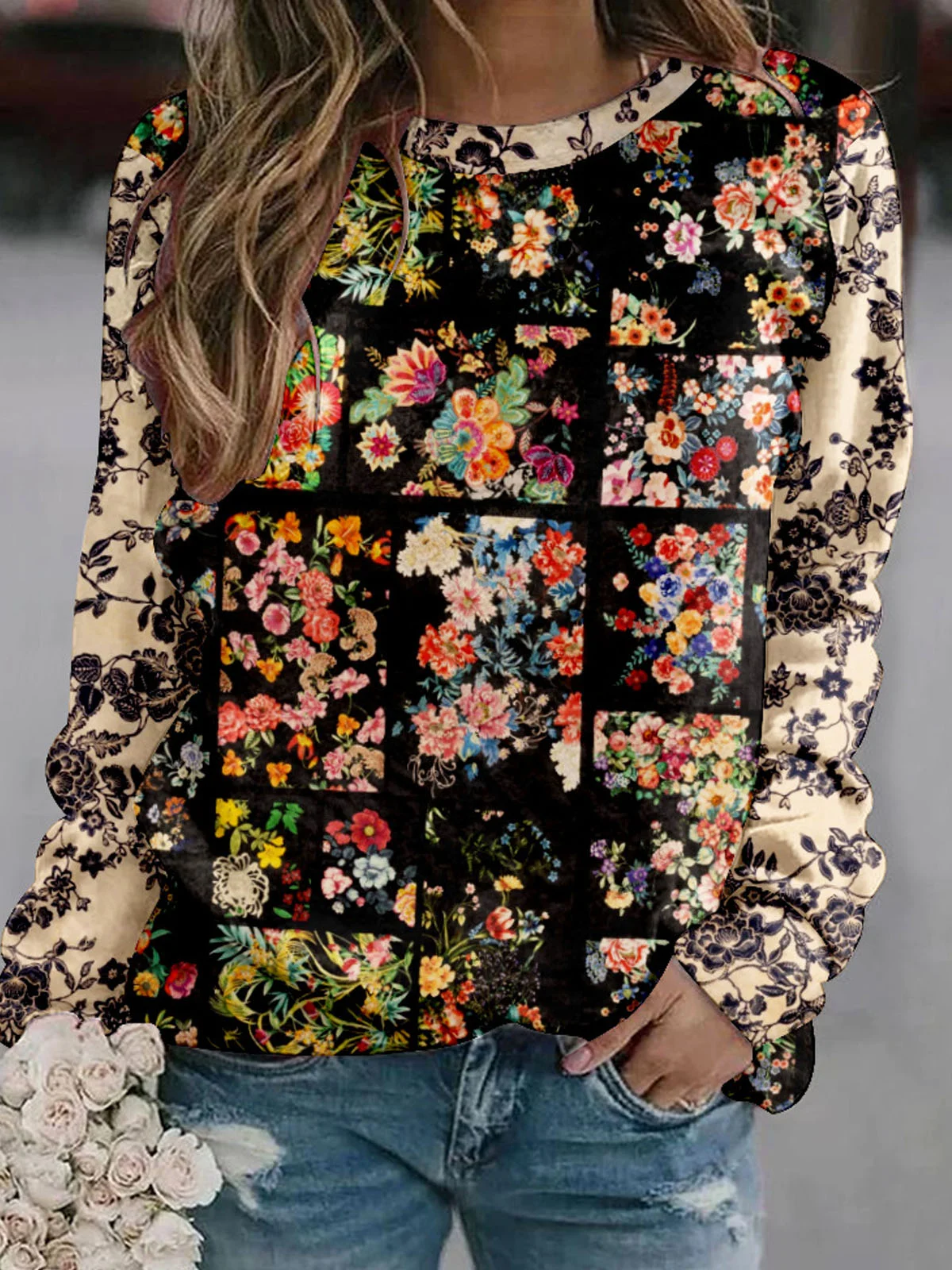 Floral Loose Casual Sweatshirt