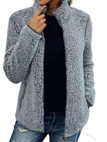 Stand Collar Loose Casual Teddy Jacket