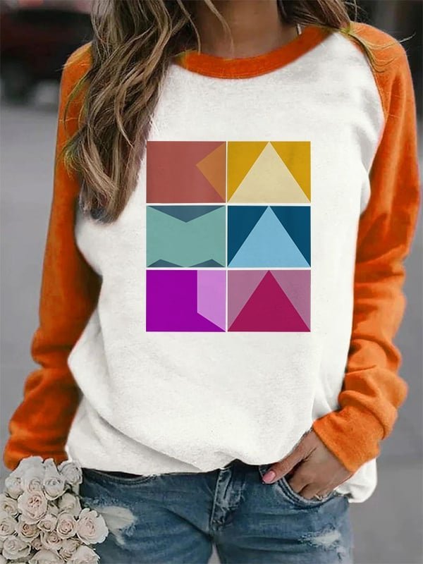 Women's Suffrage Patchwork Print Casual Crew Neck Cotton Regular Fit Sweatshirt