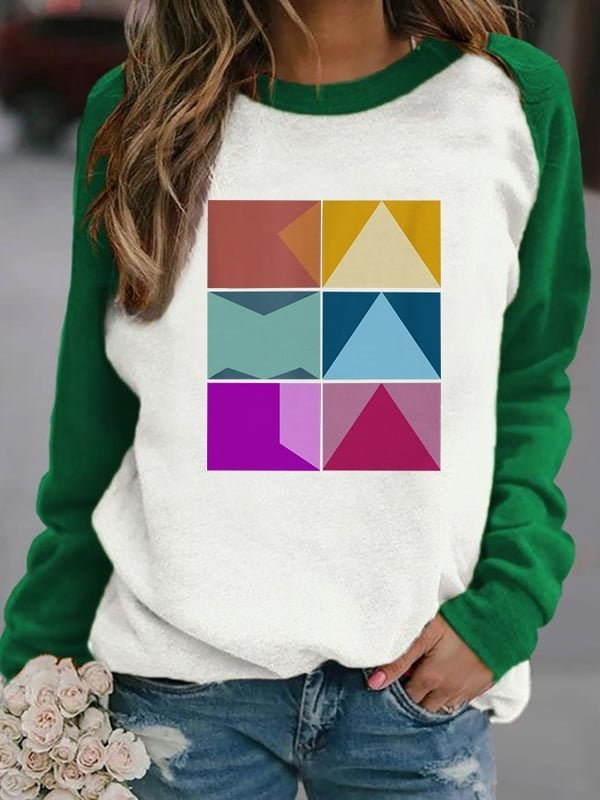 Women's Suffrage Patchwork Print Casual Crew Neck Cotton Regular Fit Sweatshirt